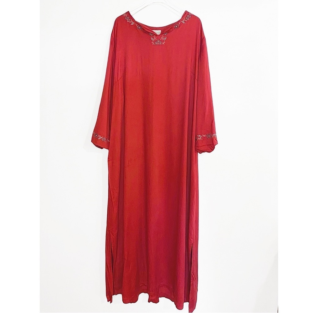 Lagenlook Full length Red embroidered Maxi Dress Coldwater Creek Womens size 3X - Picture 10 of 10
